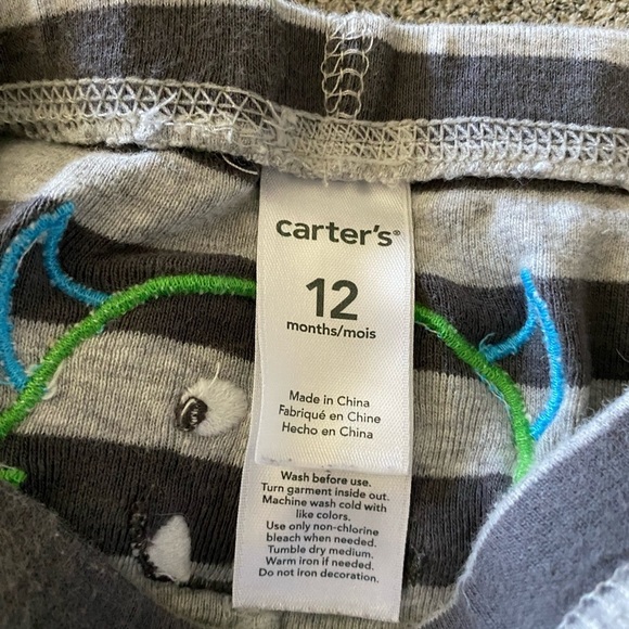 Carters Onsie and pant set Mommy’s little monster gray white 12 months - Picture 4 of 6